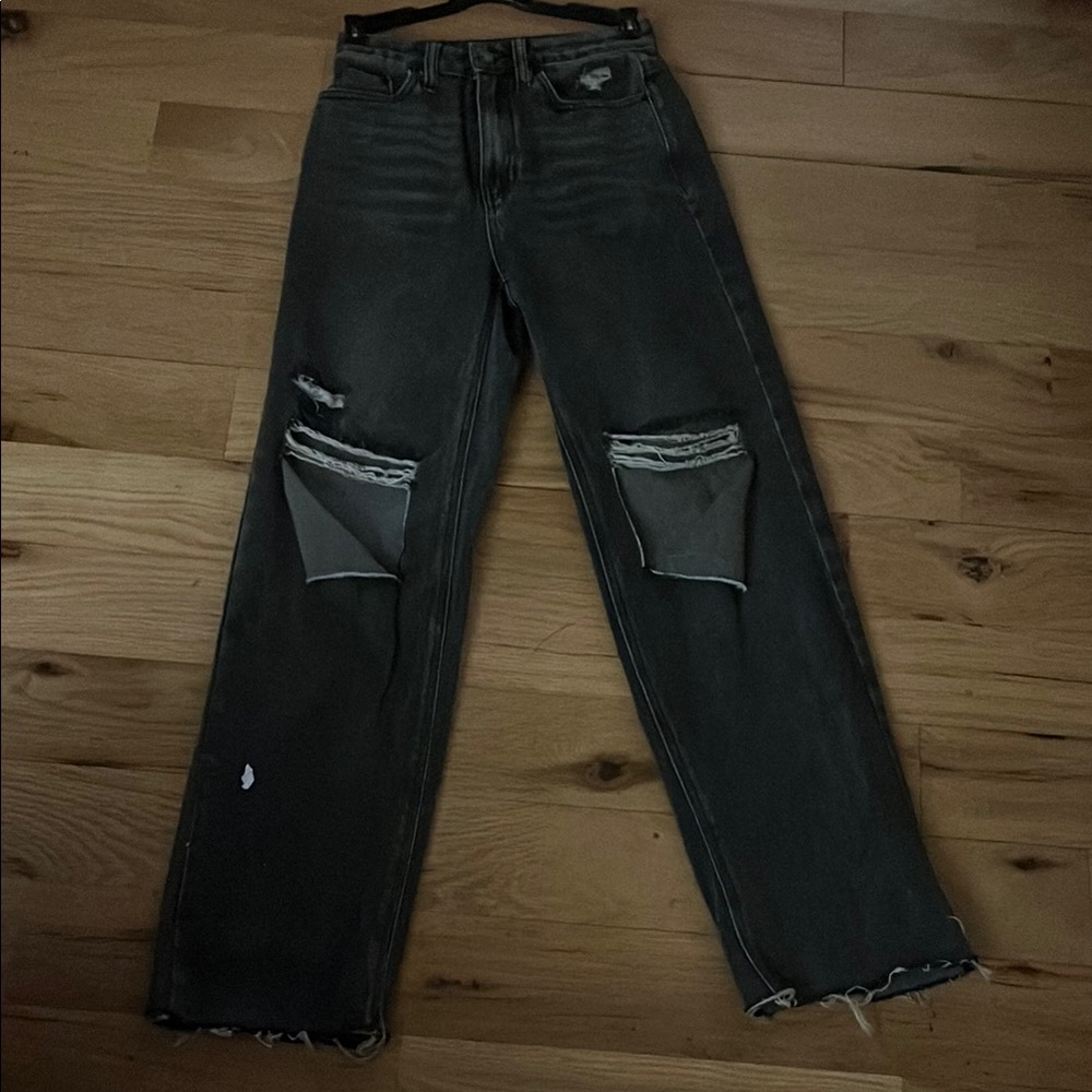 Distressed Black Denim Jeans